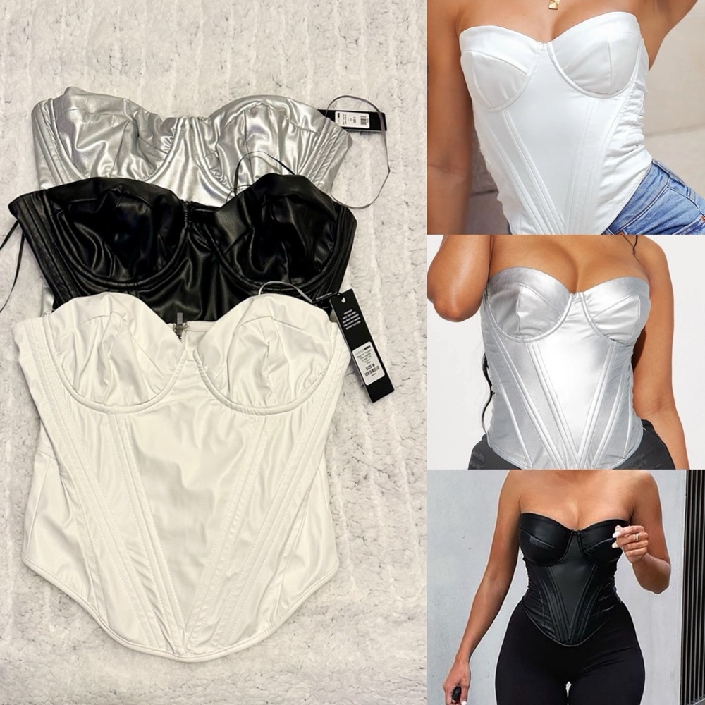 Fashion Nova “Bae For the Night” Faux leather Corset - 3 Pack